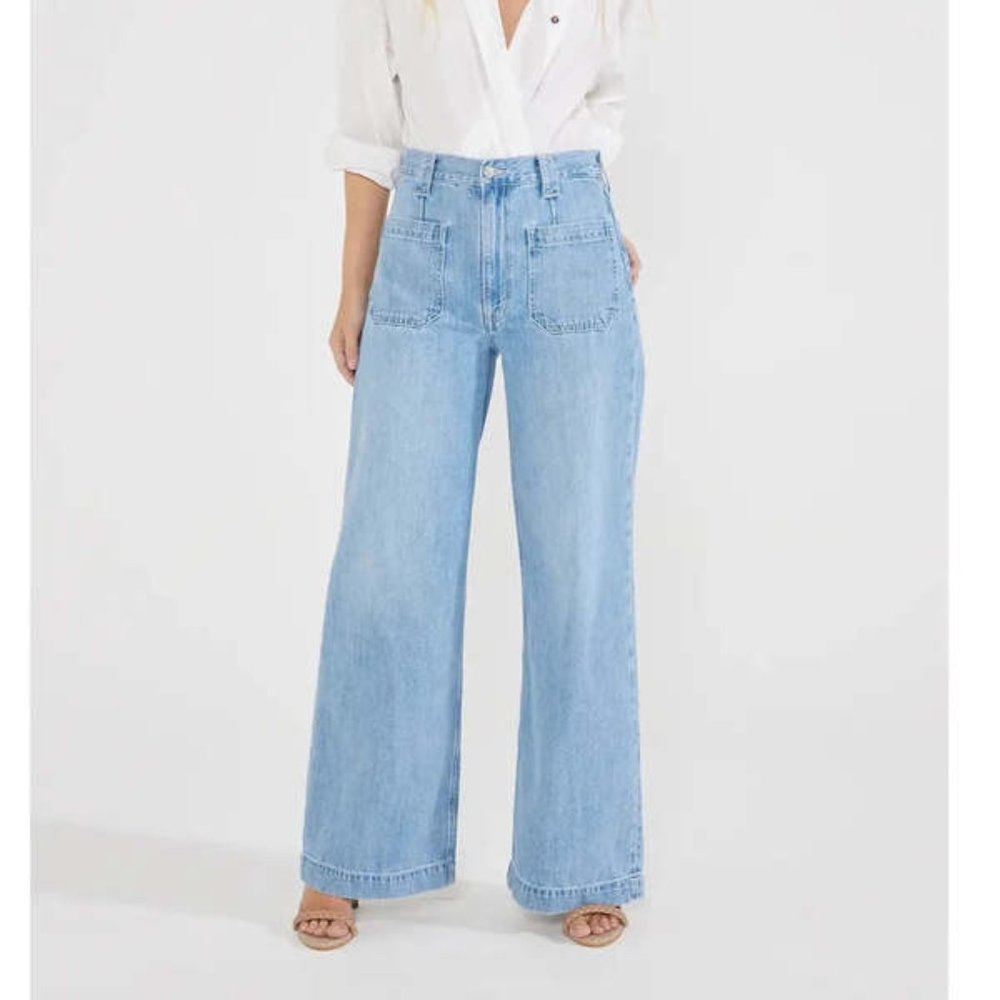 Etica Devon wide leg light wash denim jeans